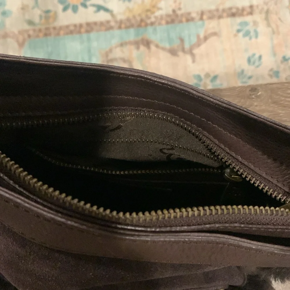 LMT: UGG Australia Suede Leather Shearling Classic Bailey Handbag in Dark Brown